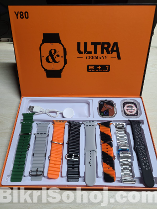 Y80 Ultra Smartwatch With 8 Strap